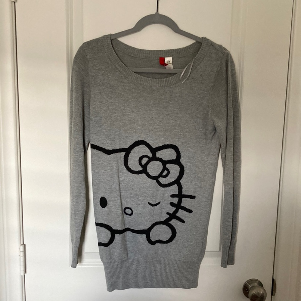 Grey Hello Kitty Scoop-neck Sweater